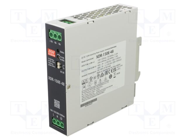 Power supply: switching; for DIN rail; 156W; 48VDC; 3.25A; OUT: 1