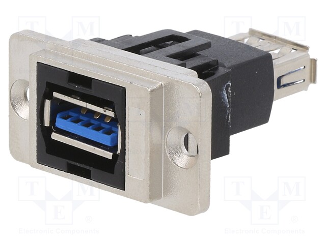 Coupler; USB A socket,both sides; DUALSLIM; USB 3.0; gold-plated