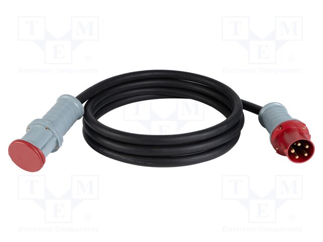 Extension lead; 5G16mm2; 10m; rubber; black; Sockets no: 1; 63A