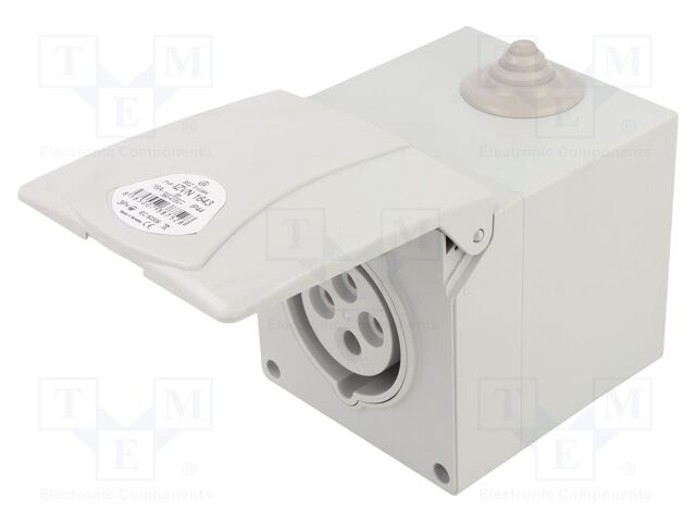 Connector: AC supply 3-phase; socket; female; 16A; 400VAC; IP44