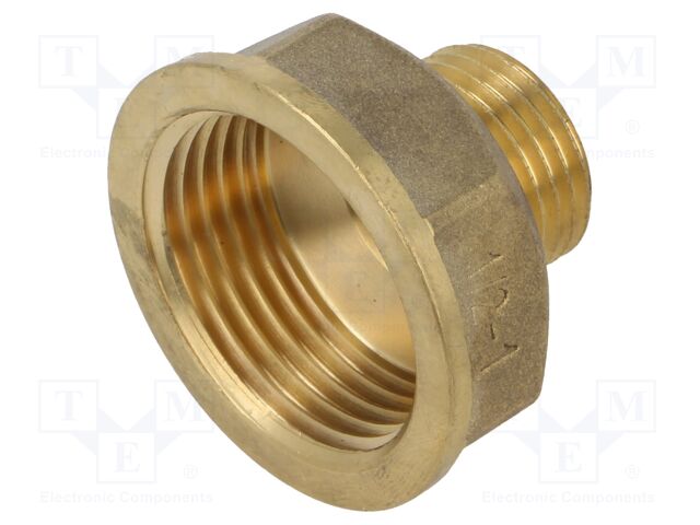 Male-female,reductive,hexagonal; brass CW617N; BR