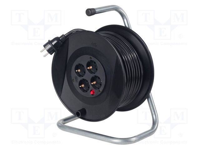 Extension lead; 3G1.5mm2; reel,with brake,rolled; Sockets: 4