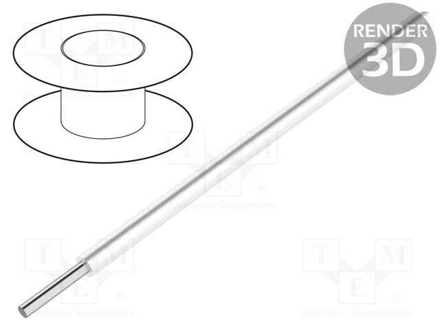 Wire; ThermoThin; solid; Cu; 34AWG; white; ECA fluoropolymer; 600V