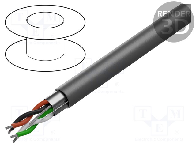 Wire; Alpha Essential C&C; 2x22AWG; PVC; dark grey; 300V; 305m