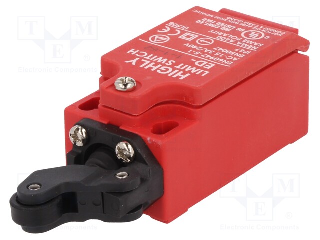 Limit switch; lever R 20mm, plastic roller Ø12mm; NO + NC; 5A