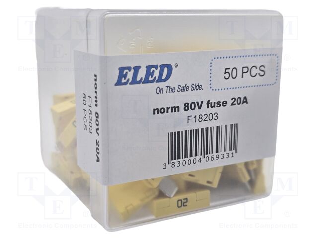 Fuse: fuse; 20A; 80VDC; automotive; 19mm; 19x5.1x20mm