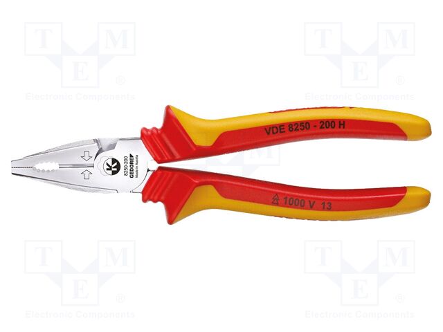 Pliers; insulated,universal; 200mm; steel