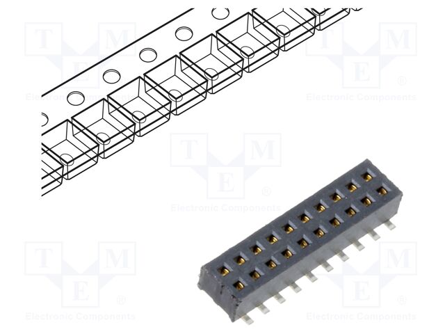 Connector: pin strips; female; PIN: 10; 1.27mm; gold-plated; SMT