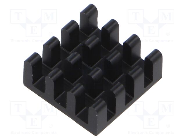 Heatsink: extruded; grilled; black; L: 14mm; W: 14mm; H: 6mm; anodized