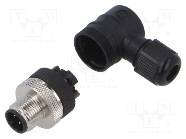 Connector: M12; plug; male; angled; PIN: 4; 0.75mm2; 125V; 4A; 3÷6.5mm