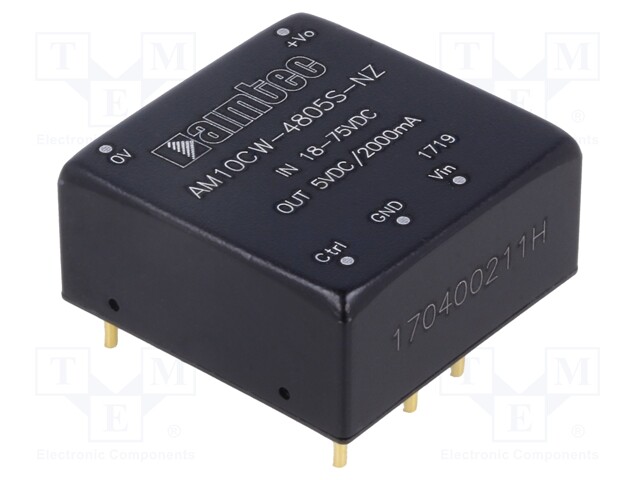 Converter: DC/DC; 10W; Uin: 18÷75V; 5VDC; Iout: 2A; 1"x1"; 15g