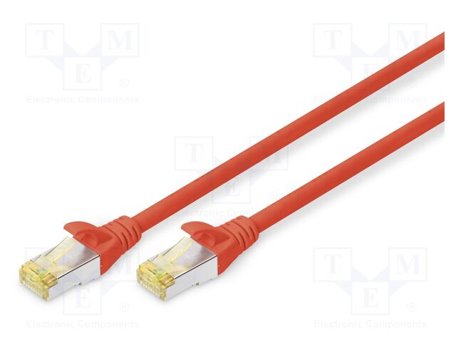 Patch cord; S/FTP; 6a; stranded; Cu; LSZH; red; 0.25m; 26AWG