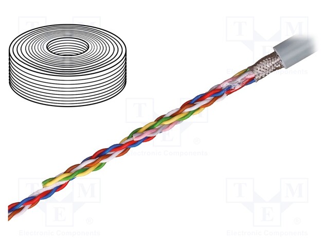 Wire: data transmission; chainflex® CF211; 4x2x0,25mm2; PVC; grey