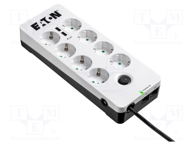 Plug socket strip: protective; Sockets: 8; 250VAC; 10A; IP20