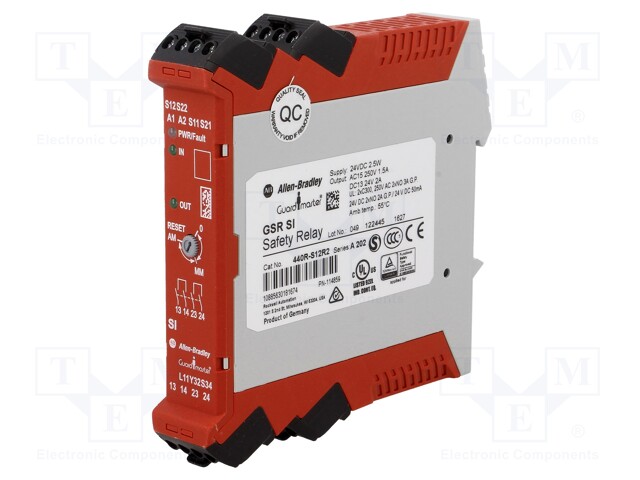 Module: safety relay; Series: GSR; 24VDC; 24VAC; IN: 2; OUT: 2; IP40