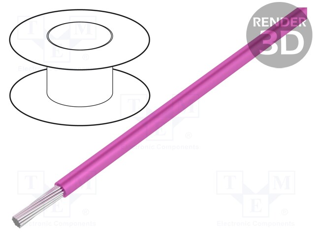 Wire; UL1007,UL1569; stranded; Cu; 18AWG; pink; 30,5m; PVC; 300V