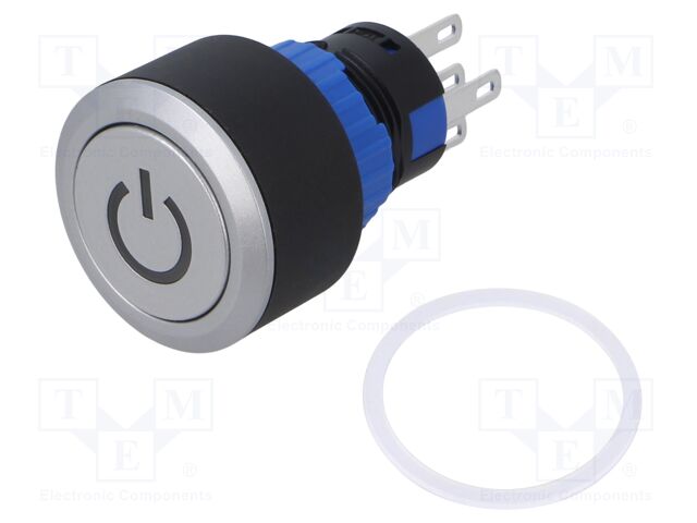 Switch: push-button; Pos: 2; SPDT; 0.5A/220VAC; 1A/24VDC; ON-(ON)