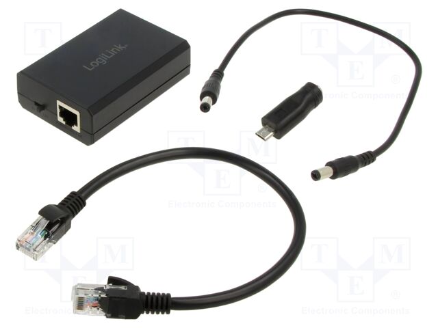 Splitter PoE; PoE (PoE); black; RJ45 socket x2,DC socket x2
