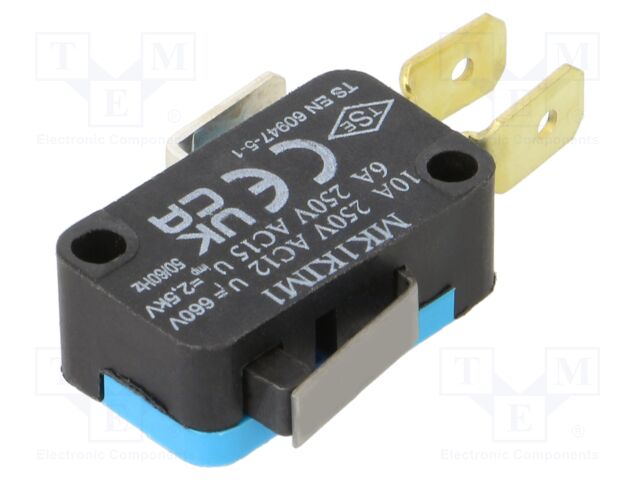 Microswitch SNAP ACTION; 6A/250VAC; with short lever; SPDT; IP20
