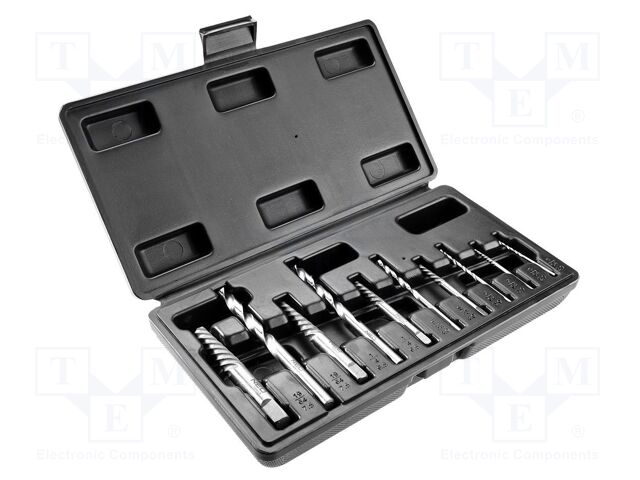 Kit: screw extractor; 2mm,3mm,4mm,6.5mm,7.5mm; 10pcs.