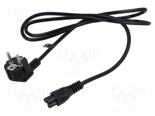 Cable; 3x0.75mm2; CEE 7/7 (E/F) plug angled,IEC C5 female; PVC