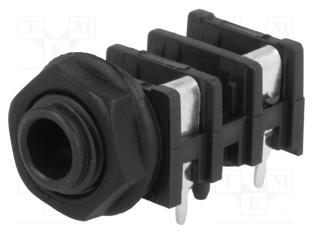 Socket; Jack 6,3mm; female; mono,with earthing; angled 90°; THT