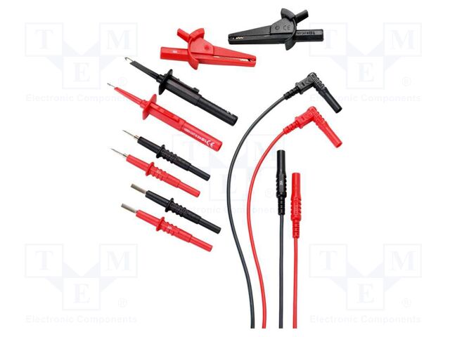 Test leads; 20A; 1.2m; black,red; banana 4mm plug x2; -20÷50°C
