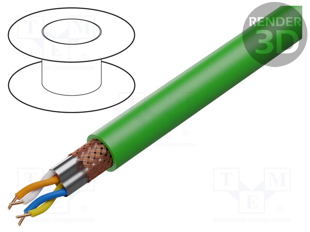 Wire; ETHERLINE® Cat.5; 5; solid; Cu; 2x2x22AWG; PVC; green