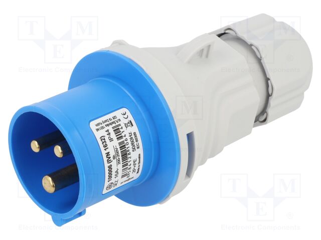 Connector: AC supply 3-phase; plug; male; 16A; 230VAC; IEC 60309