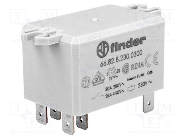 Relay: electromagnetic; DPST-NO; Ucoil: 230VAC; Icontacts max: 30A