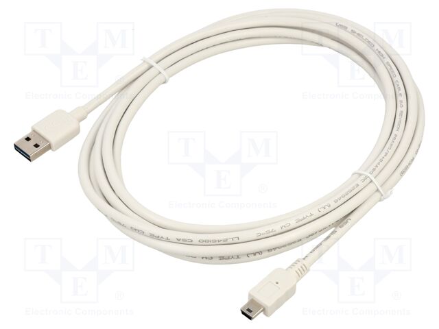 Cable; USB 2.0; USB A plug double sided,USB B mini plug; 3m