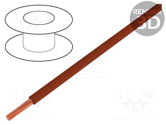 Wire; stranded; OFC; 0.35mm2; brown; PVC; 49V; 200m