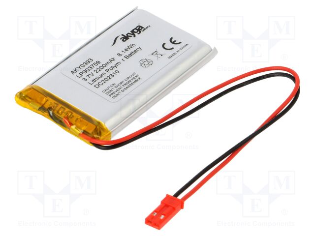 Re-battery: Li-Po; 3.7V; 2200mAh; cables,JST SYP-02T-1 socket