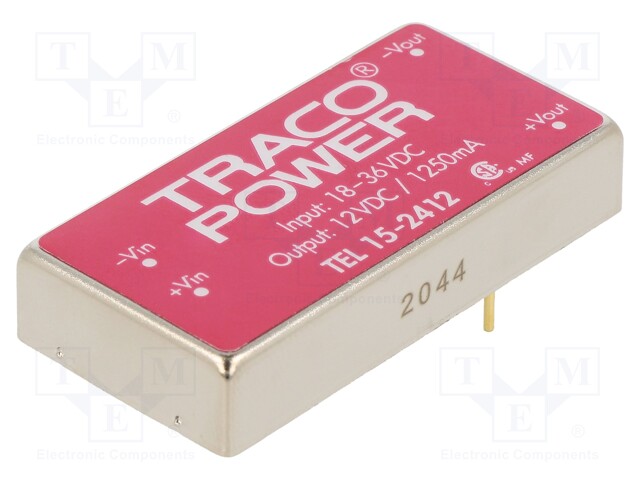 Converter: DC/DC; 15W; Uin: 18÷36V; Uout: 12VDC; Iout: 1250mA; 2"x1"