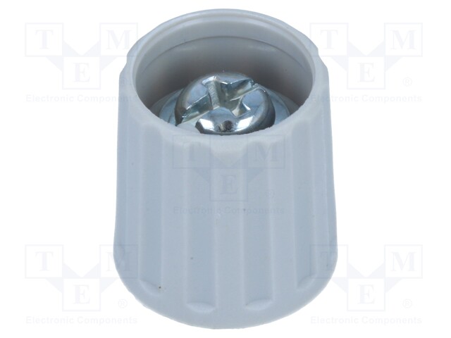 Knob; polyamide; Shaft d: 6mm; grey; clamp mechanism with screw