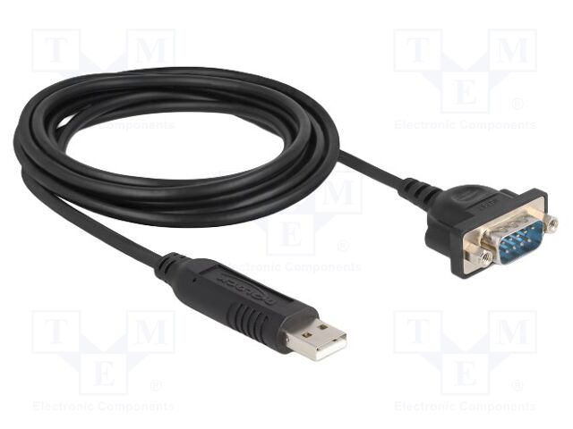 USB to RS232 converter; D-Sub 9pin plug,USB A plug; 1.8m; black