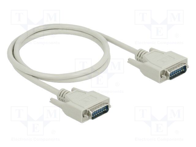 Cable; D-Sub 15pin plug,both sides; Len: 1m; beige; Øcable: 6mm