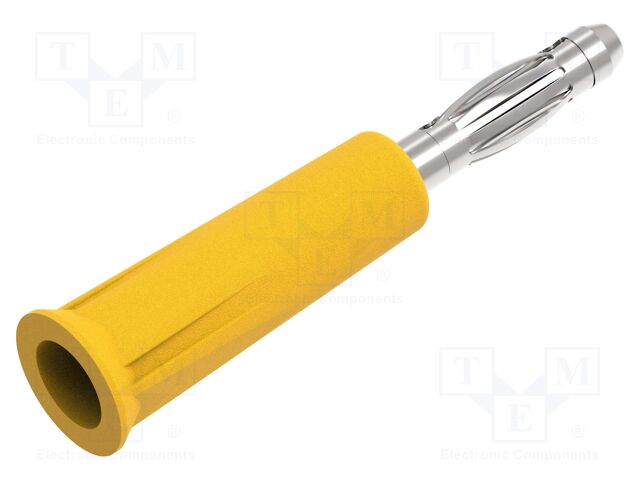 Plug; 4mm banana; 36A; 30VAC; 60VDC; yellow; non-insulated