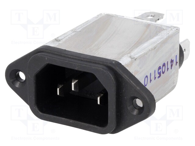 Connector: AC supply; socket; male; 10A; 250VAC; IEC 60320; 0.3mH