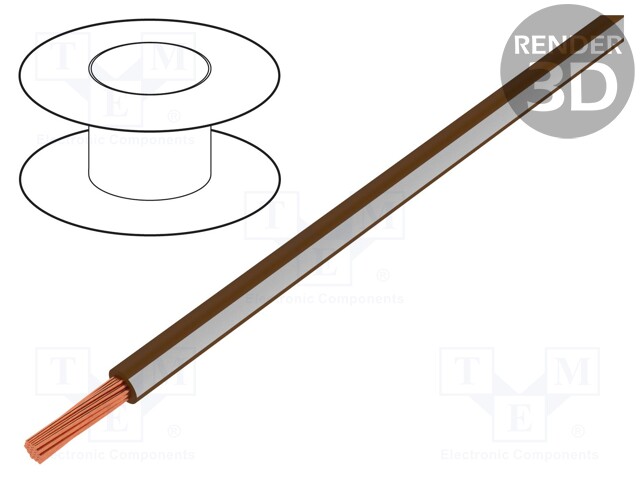 Wire; X05V-K; stranded; Cu; 2.5mm2; brown-white; PVC; 450/750V