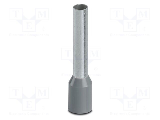 Tip: bootlace ferrule; insulated; copper; 4mm2; Bit len: 15mm; grey