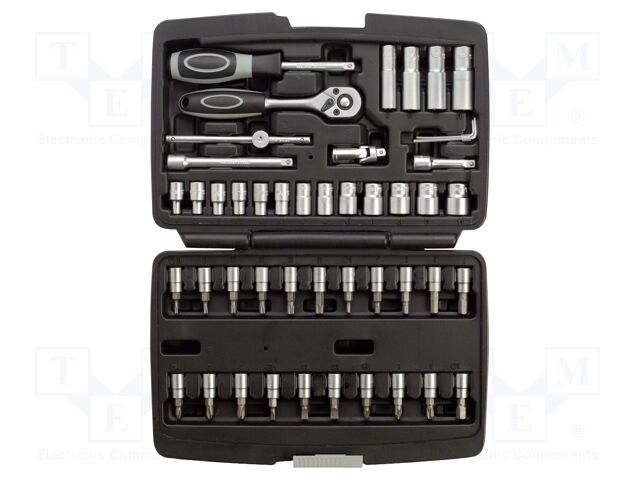 Wrenches set; hex socket,socket spanner; Mounting: 1/4"; 47pcs.