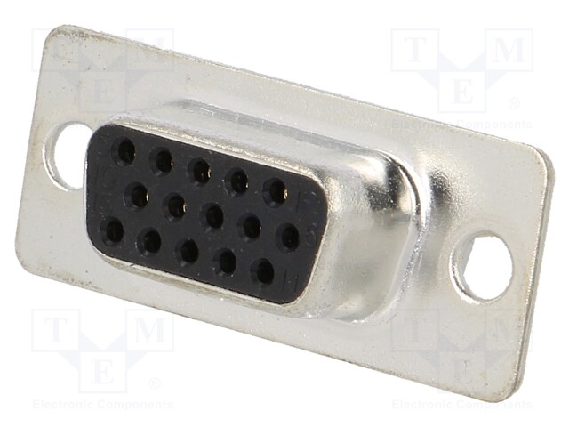 D-Sub HD; PIN: 15; plug; female; turned contacts; soldering; black