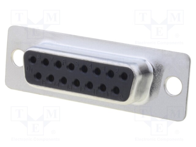 D-Sub; PIN: 15; plug; female; soldering; for cable; gold flash; 250V