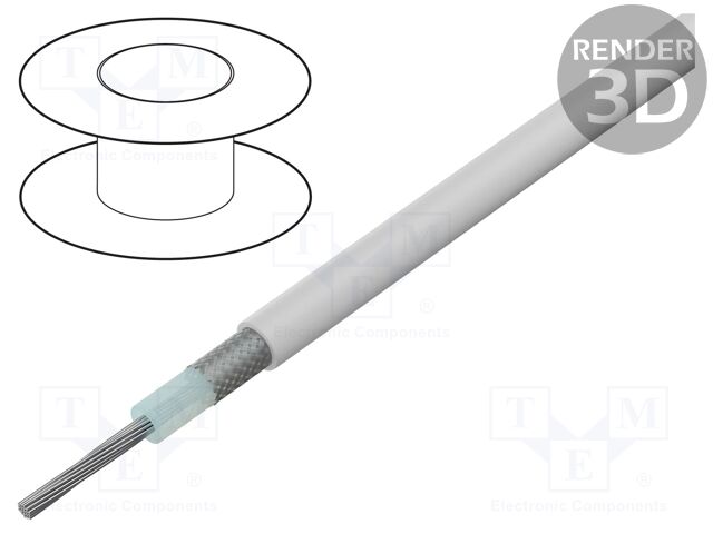 Wire: coaxial; stranded; Cu; 36AWG; PFA; white; 1.33mm
