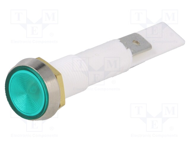 Indicator: with neon lamp; flat; 230VAC; Cutout: Ø10mm; plastic