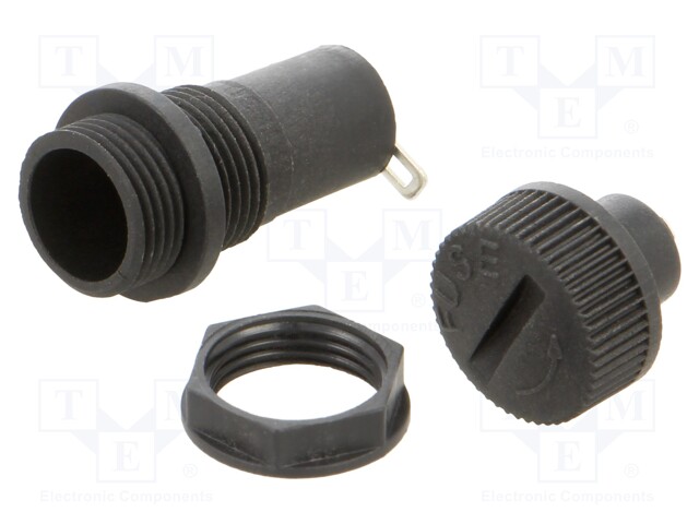 Fuse holder; 5x20mm; 10A; on panel; Cutout: Ø14mm; -30÷85°C; 250VAC