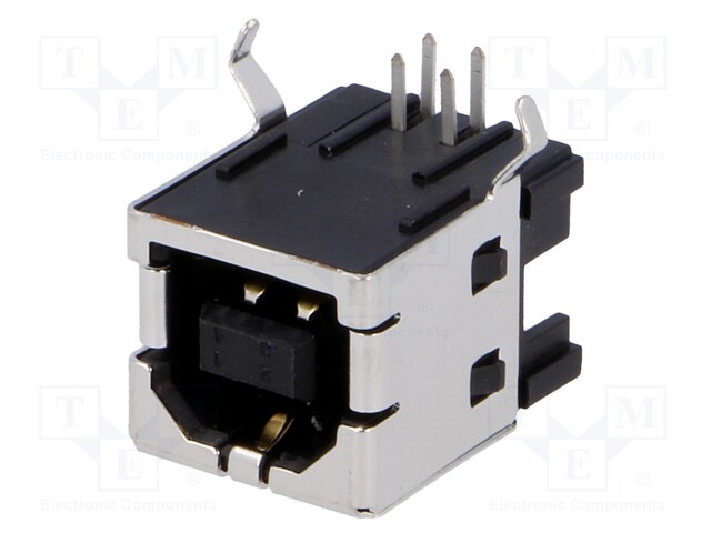 Socket; USB B; THT; angled 90°; gold-plated