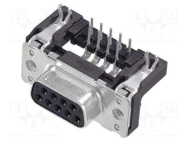 D-Sub; PIN: 9; socket; female; PCB snap-in; angled 90°; THT; UNC4-40