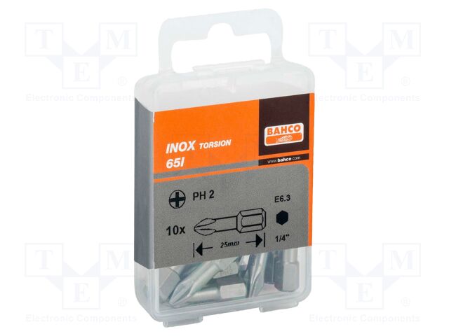 Screwdriver bit; Phillips; PH2; Overall len: 25mm; 10pcs.